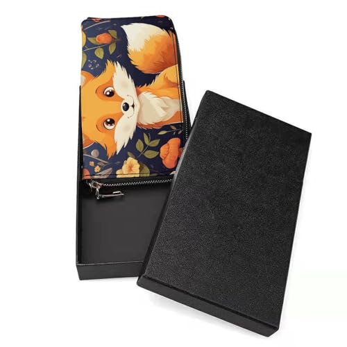 Cute Animal Fox Flower Wristlet Long Wallet Womens Purse Zip Clutch Large Capacity Leather Purse Credit Coin Purse3