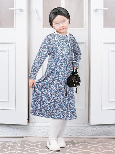 Disfraz niña abuela 8-10 años 10 piezas con peluca miniatura 6