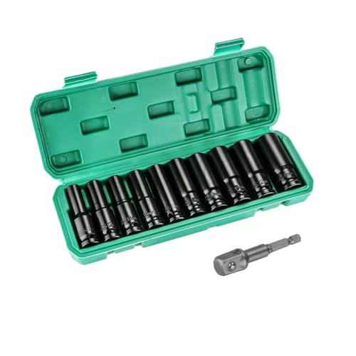 Deep Impact 11pc 1/2" Drive Socket Set, 10-24mm with Adapter