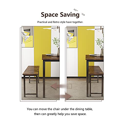 image for AWQM 3-Piece Dining Table & Chair Set for 4 People, Metal Frame and MD