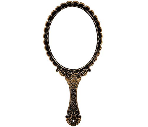 Weahre Hand Mirror Makeup Mirrors Handheld Decorative Personal Vintage Cosmetic Travel Mirrors (Copper)