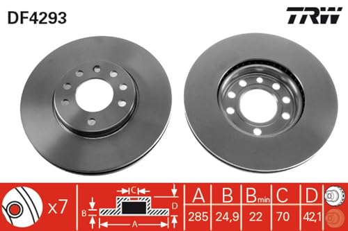 Jeu de disques de frein TRW DF4293 pour essieu arriere de berline