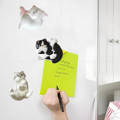 Image of 6PCS Stylish Fridge Magnets, Cat Themed Decorative Magnets for Refrigerator, Perfect for Kitchen Decor, Office, Gift (Multicolored)