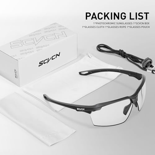 SCVCN Fotocromáticas Gafas de Ciclismo Deportivas Hombre y Mujer UV 400 Running MTB Bicicleta Correr Voleibol Tenis Conducir Pesca Softbol Deportes al Aire Libre 01 - imagen 7