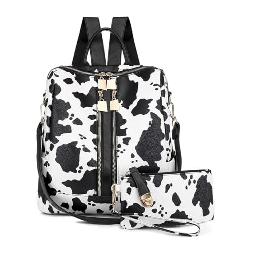 Sac à dos loisir pour l'école et le voyage, imprimé vache blanche convertible