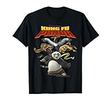 Kung Fu Panda Group Shot Action Portrait Movie Logo Camiseta, Hombre, Negro, L