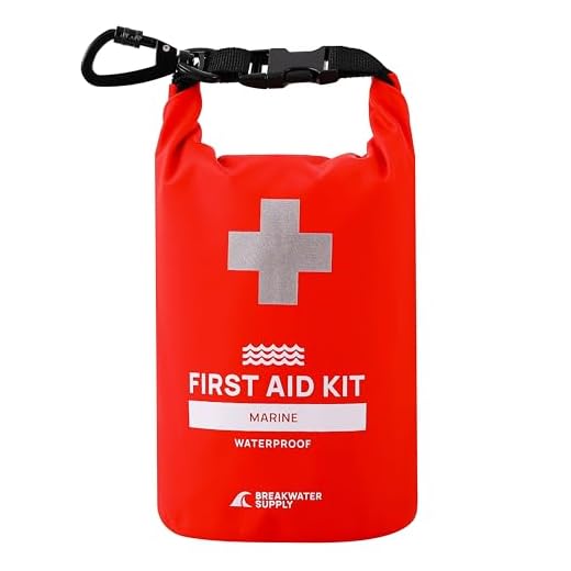 Breakwater Supply™ Waterproof Marine First Aid Kit Boat Safety Tool Kit, 100 Piece AFAK Emergency Supplies in Dry Bag, IFAK Trauma Kit for Kayaking, Jet Ski, Fishing, Surfing, Sailing, Canoeing (Red)