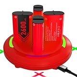 Noiposi Rechargeable Battery Pack for Xbox One Controller,4x2600mAh Xbox One Controller Battery Pack,High Capacity Rechargeable Batteries with Dock for Xbox One S/X,Xbox Series S/X Controller,Red