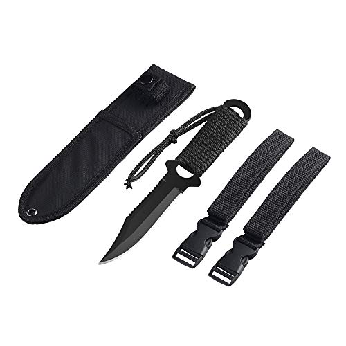 aiGear Dive Knife for Scuba Diving with Leg Strap Sheath Stainless Steel Blade Knife with Nylon Rope Handle Hiking Camping Hunting Fishing Indoor Outdoor(DK002)