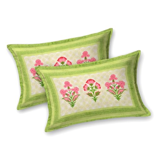 Image of RajasthaniKart Pure 100% Cotton 240 TC King Size BEDSHEET with 2 Pillow Cover - 90X108 (Suitable for King Size Bed Sheet or Double Bed, Red Flower) PSP137