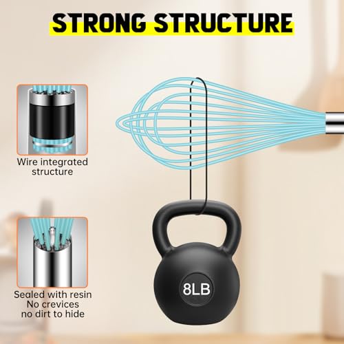 Image of HOTEC 4 Pieces Silicone Whisks Set, Wire Balloon Whisks for cooking Egg Beater, Non-slip Handle Whisk for Non-stick Cookware Perfect for Cooking, Stirring, Beating and Blending,Blue