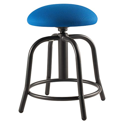 Oklahoma Sound Corporation Height Adjustable Swivel Designer Stool with 3" Cobalt Blue Fabric Padded Seat and Black Frame - Perfect for Science Lab, Institutional or Educational Center