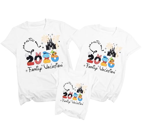 Family Vacation Shirts 2026 Family Matching Outfits Magical Tshirt for Family Cruise Trip Clothes Summer Travel Tops White