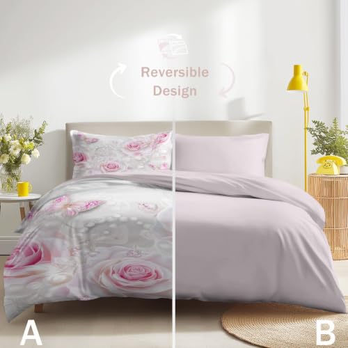 Housse de couette 200x200 fleurs et papillons avec 2 taies d'oreiller - 5