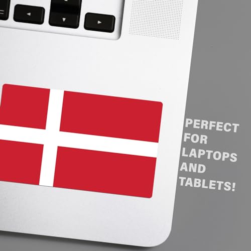 Image of World Country Flag Decal Stickers - Two Pack - for Cars Windows Bumpers Laptops Tablets Tumblers Cups Walls (Denmark)