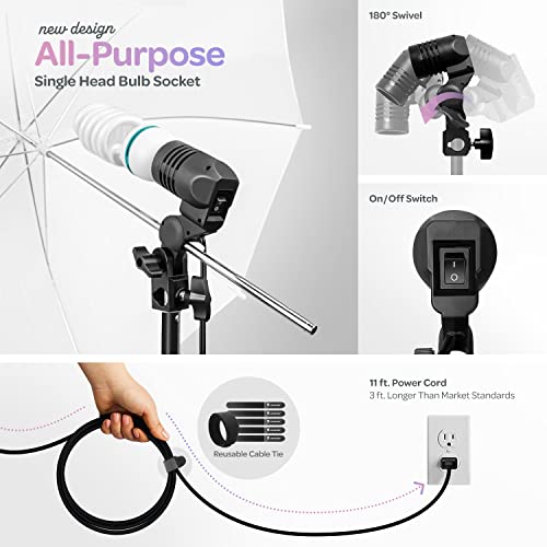 Limostudio, 700W Output Lighting Series, Lms103, Soft Continuous Lighting Kit For White And Black Umbrella Reflector With Accessory And Carry Bag #TOP3