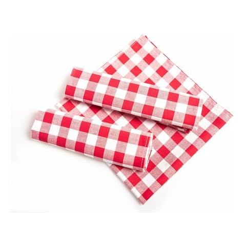Serviettes texpot à Carreaux Rouges et Blancs Cover