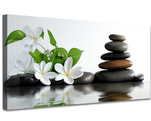 WAXWHELK Zen Yoga Canvas Wall Art, Spa Stones and Lily