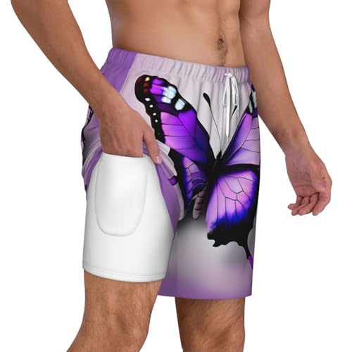 Short de bain pour homme imprimé papillon violet doublure compression
