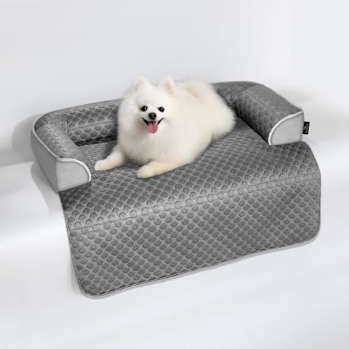 blunique Medium Cooling Dog Bed &ndash; 35 x 31 inch Waterproof Couch Cover for Dogs Washable, Non-Slip...