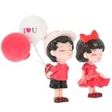 UTHCLO 樹脂製カップルフィギュア 車内装飾品 バルーン付き ロマンチックなカーインテリア 誕生日や結婚祝いのプレゼントに