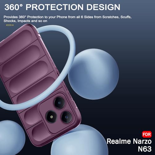 Image of TheGiftKart Liquid Silicon Back Cover Case for Realme C63 / Narzo N63 | Shockproof Military Grade Protection | Micro-Fibre Cloth On Inner Side | Built-in Anti-Slip Grip Back Cover Case (TPU, Purple)