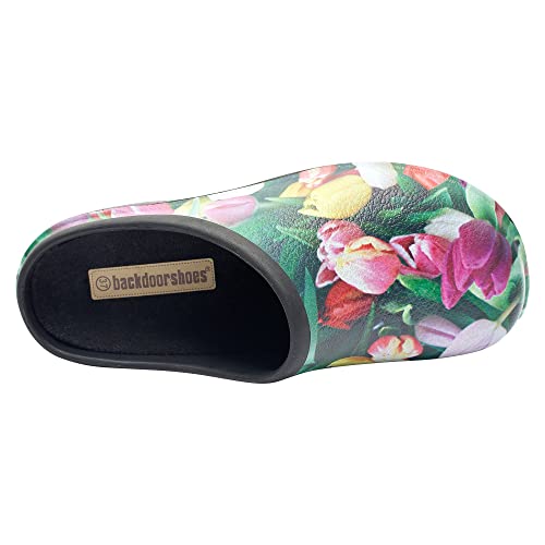 Waterproof Premium Garden Clogs With Arch Support-Tulip Design By Backdoorshoes Black 9 B(M) Us #TOP4