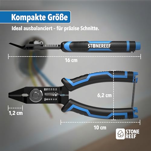 3-in-1 Seitenschneider für 20–10 AWG Kabel – Schneidezange & Abisolierzange – Versteckte Feder & rutschfester PVC-Griff – Präzisionszange für Elektronik, Platinen, Elektroinstallation