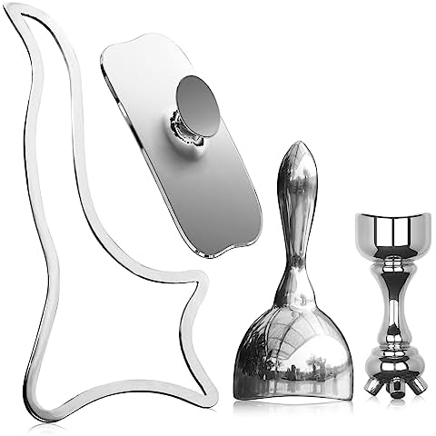 ONUEMP 4-in-1 Stainless Steel Massage Therapy Tools for Ice Body Sculpting, Maderoterapia Kit Colombiana, Gua Sha Scraping Body & Facial Massager for Lymphatic Drainage, Anti Cellulite Cover