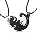 WEIYIing Edelstahl-Halskette Personalisierter Name Yin Yang Haustier Passende Niedliche Katzen-Puzzle-Paar-Anhänger,1 Satz