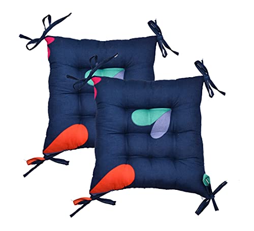 Image of COZY FURNISH Microfiber Cotton Chair Pads with Four Corner Ties 16x16(Inches) 41X41(CM) Square, Pack of 2 | Extra-Comfortable & Soft Seat Cushions | Ergonomic Pillows