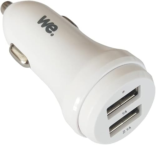WE Chargeur Allume-Cigare 2 USB 2.1A et 1A pour iPhone 11/X/8/7/6, Samsung S10/S