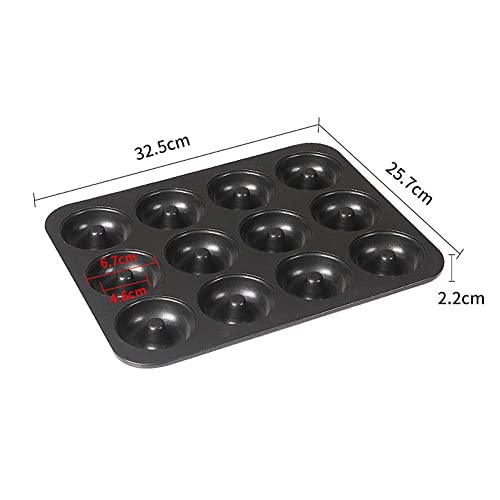 CANDeal 12 Holes Donut Baking Tray Donut Tin,Non Stick Doughnut Baking Tin,Donut Cake Tin,Doughnut Mould Donut Maker Trays Baking Pan Doughnut Cooking Tin