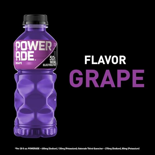 Image of POWERADE Sports Drink Grape, 20 Ounce (Pack of 8) | Sport Beverage Enhanced with Electrolytes | 50% More Electrolytes vs. the Leading Sports Drink (per 12oz serving)*