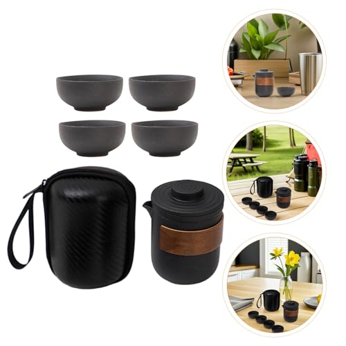 Tetera de cerámica portátil juego de té Gongfu de viaje con bolsa de transporte 8
