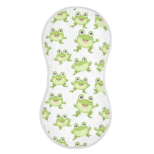 Cute Cartoon Frog Baby Burp Cloths, Cotton Soft Absorbent Burp Cloth, Baby Bib Cloths Spit Up Rags for Newborn Boys Girls, 1 Pack, 22”x11”