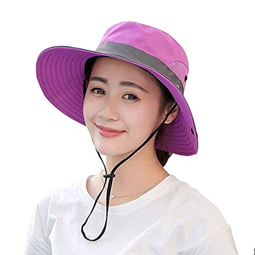 Duakrs Premium Outdoor UPF 50+ Wide Brim Sun Hat Waterproof UV Protection Bucket Mesh Boonie Hat Adjustable Fishing Cap for Men Women and Children … Purple - image 2