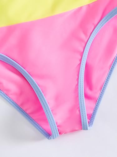 Image of Verdusa Girl's 2 Piece Colorblock High Waisted Bikini Sets Swimsuit Swimwear Bathing Suits