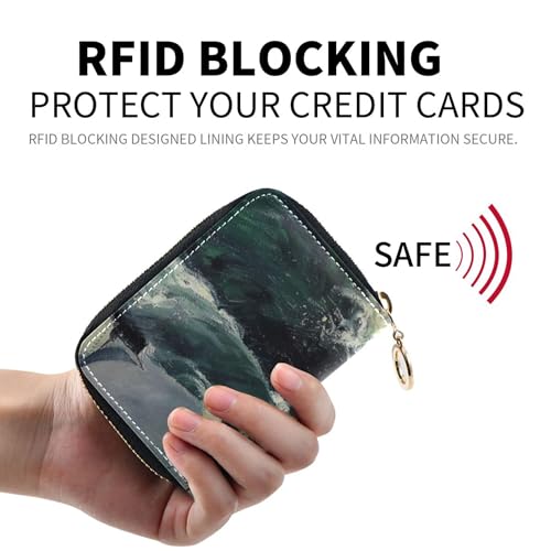 Designer Wallet for Women Small RFID Blocking Credit Card Wallets Painting Sail Boats Ocean Waves Travel Cash Wallet with Coin Pocket2