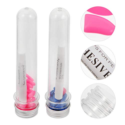 Capa para unhas pet capa anti-arranhões anti-arranhões com cola (azul + rosa M)