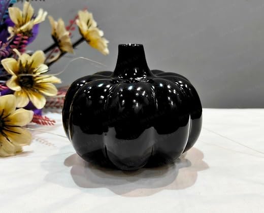 Image of Bliss Hohm Decorative Ceramic Flower Vase for Home Decor and Gifting, Flower Vases for Living Room & Office Decor, Decoration Items, Wall Tabletop showpieces (Black Pumpkin)