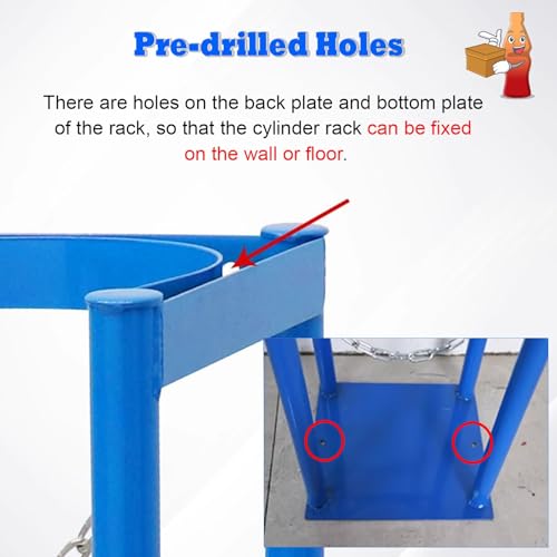 Genérico Soporte para bombonas de Gas/Tanque de oxígeno. Soporte para bombonas de Gas con Cadena Protectora y Tornillos de fijación. Soporte Duradero para bombonas de Gas de Montaje en Suelo para Uso