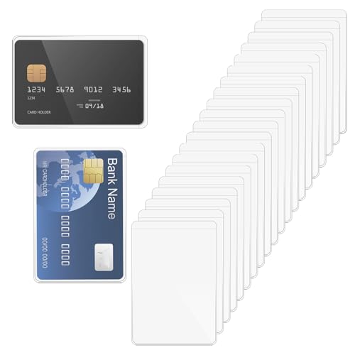 20 Pcs Plastic Credit Card Sleeves, Clear Waterproof Card Protector Sleeves Soft Plastic Card Holder for Medicare Social Business Ssn Debit and Id Cards (3.74 X 2.36 Inch, PVC Vertical)