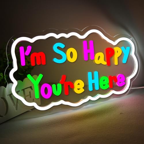 Image of I'm So Happy You're Here Neon Signs Welcom LED Neon Light Wall Decor for Classroom,Kids Room,Business,Party,GIft Art for Boys Girls Kids,Friends,Family-17.75x8.7 IN-USB Powered-Acrylic