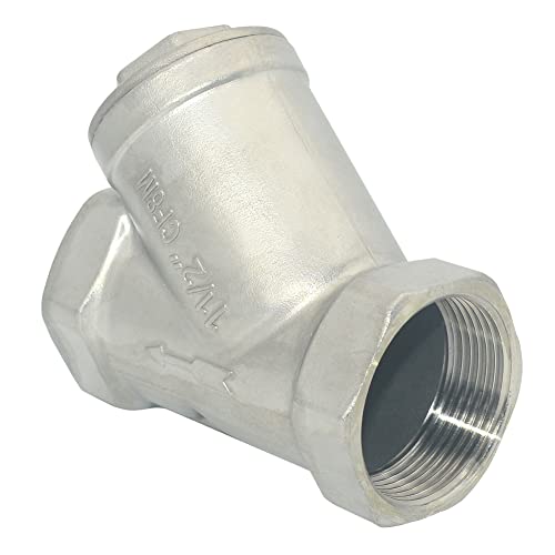 Image of 1-1 /2 inch WYE Strainer Mesh Filter Valve,800WOG Y-Spring NPT Female Check Valve,Stainless Steel SS316 CF8M