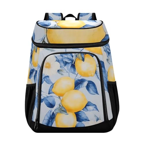 Lemon Tree Italian Blue Tile Cooler Backpack Cooler Insulated Leak Proof Lunch Backpack 36 Cans Waterproof Soft for Men Women Picnic Hiking Camping Beach