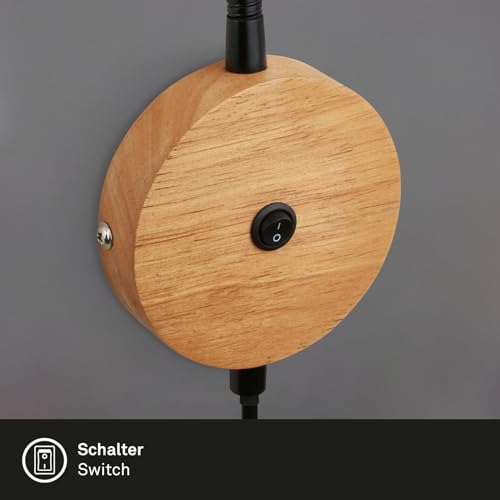 Lámpara de pared interior para leer en la cama aplique de madera negra con enchufe 4