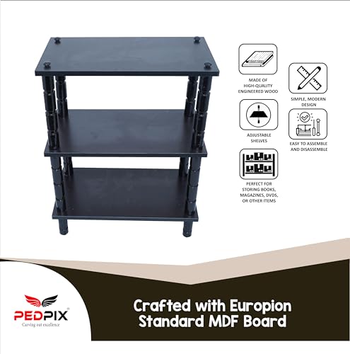 Image of PEDPIX 3 Shelves Multipurpose Storage Cabinet Engineered Wood Book Shelf, Bookcase, Book Rack Stand, Open Book Shelf, Display Unit, Venge (LXBXH:30X60X75cm) DIY(Do-it-Yourself)