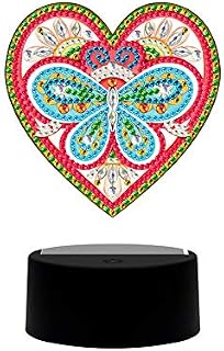 YUYUGO Diamond Painting Kit with Led Night Light,7 Colors Changing Bedside Desk Table Lamp DIY Diamond Painting Arts Craft-Butterfly Heart