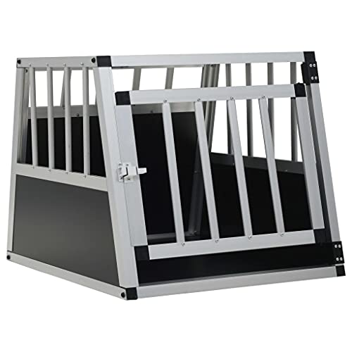 Caisse de Transport en Aluminium pour Chien, Cage Box de Transport Voiture pour Chien Animaux avec Une Porte 54 x 69 x 50 cm
